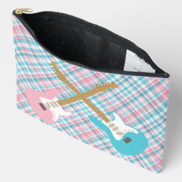ROZE & BLAUWE PLAID EN ELEKTRISCHE GITAREN ETUI