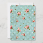 Roze Blauwe Polka Dots Bloemen Bruiloft Kaart (Achterkant)