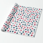 Roze Blauwe Polka Dots Wrapping Paper Cadeaupapier (Uitgerold)