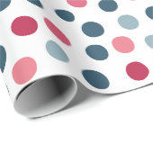 Roze Blauwe Polka Dots Wrapping Paper Cadeaupapier (Rol Hoek)