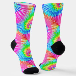 Roze & Blauwe Pret Retro Meisjesachtige Tie Dye Sp Sokken