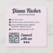 Roze Blauwe Retro Charm Camera voor Fotografen Vierkante Visitekaartje (Achterkant)