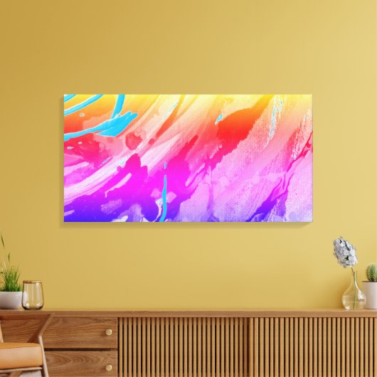 Roze blauwe rode, opgerold Canvas afdrukken (Insitu (Woonkamer))