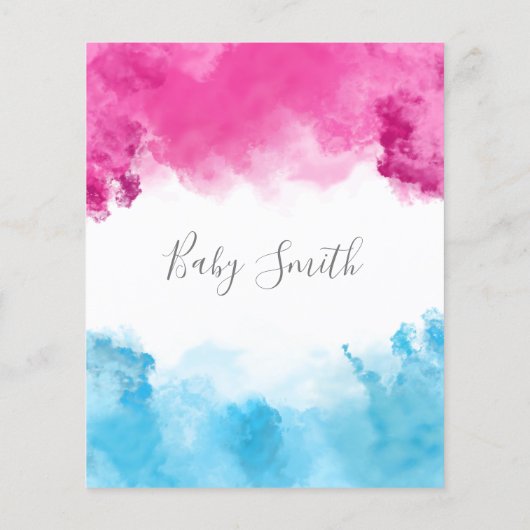 Roze blauwe rook Baby Genderonderzoek Uitnodiging