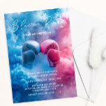 Roze Blauwe Rook Bokshandschoen Sport Geslacht Ont Kaart<br><div class="desc">Een Boxing Sport thema Baby Gender Reveal uitnodiging. De bewerkbare invite-sjabloon heeft blauwe en roze bokshandschoenen,  omgeven door rook. De witte typografie tekst leest Blauw of Roze,  wat denk je? Personaliseer door de digitale of gedrukte uitnodiging met uw evenementgegevens te bewerken.</div>