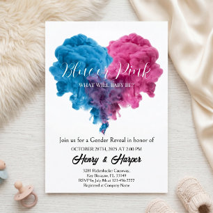 Roze & Blauwe Rook Hart Geslacht Reveal Kaart