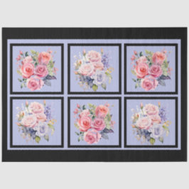 Roze & Blauwe Rose Boeketten Tegels Decoupage Tissuepapier