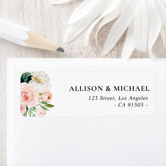 roze blauwe rozen adreslabel etiket (Insitu)