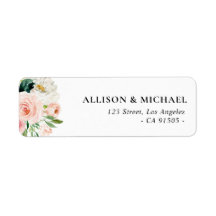 roze blauwe rozen adreslabel