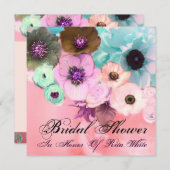 ROZE BLAUWE ROZEN EN ANEMONEBLOEMEN BRUIDSSLUIER KAART (Voorkant / Achterkant)