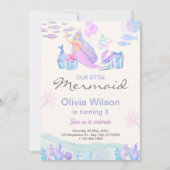 Roze Blauwe Schattigee Zeemeermin onder het Zeeen  Kaart (Voorkant)