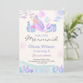 Roze Blauwe Schattigee Zeemeermin onder het Zeeen  Kaart (Staand voorkant)