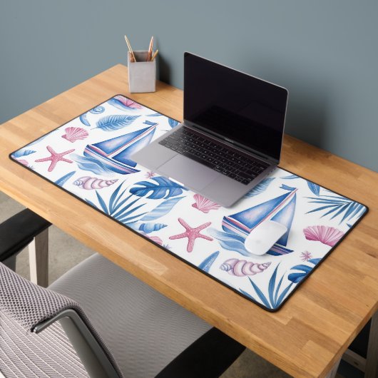 ROZE & BLAUWE SCHELPEN EN Zeilboten Bureaumat (Kantoor 2)