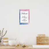 Roze & Blauwe Script Geslacht Reveal Welkom Poster (Keuken)
