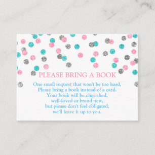 Roze blauwe Silver Stippen Book Request Card Informatiekaartje