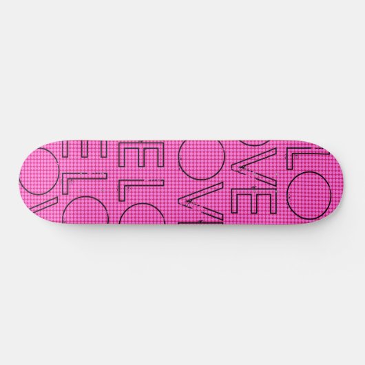 Roze blauwe skateboard met volledige roze liefdesp (Horizontaal)