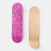 Roze blauwe skateboard met volledige roze liefdesp (Voorkant)
