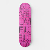 Roze blauwe skateboard met volledige roze liefdesp (Voorkant)