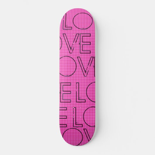 Roze blauwe skateboard met volledige roze liefdesp (Voorkant)