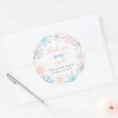 Roze blauwe sneeuwvlokken Dank u sneeuw veel Ronde Sticker (Envelop)
