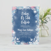 Roze & Blauwe Sneeuwvlokken Kerst Geslacht Reveal Kaart (Staand voorkant)