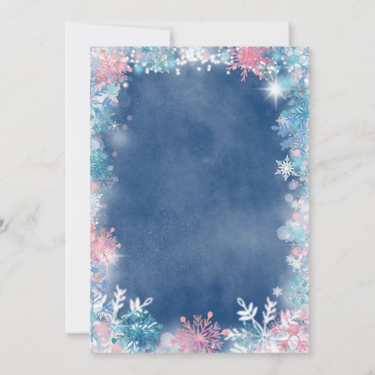 Roze & Blauwe Sneeuwvlokken Kerst Geslacht Reveal Kaart (Achterkant)