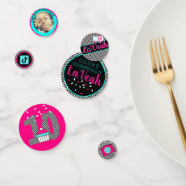 Roze|Blauwe Social Media Muziek Foto Verjaardag Confetti