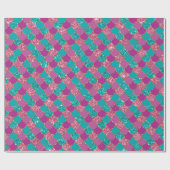 Roze Blauwe Sparkle Glitter Zeemeermin Schalen Dra Cadeaupapier (Vlak)