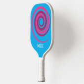 Roze & Blauwe Spiraalvormige Aangepaste Pickleball Paddle (Links)