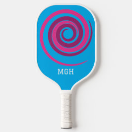 Roze & Blauwe Spiraalvormige Aangepaste Pickleball Paddle