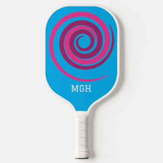 Roze & Blauwe Spiraalvormige Aangepaste Pickleball Paddle
