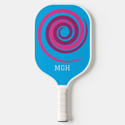 Roze & Blauwe Spiraalvormige Aangepaste Pickleball Paddle (Voorkant)