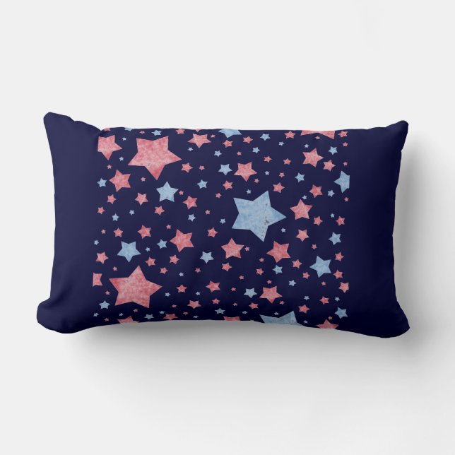 Roze + Blauwe sterren Kussen (Voorkant)