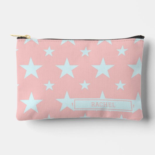 Roze Blauwe Sterren Patroon Sterrenbeeld Potloodet Etui (Voorkant)