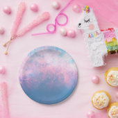 Roze & Blauwe Sterrenhemel Kosmische Katoenen Snoe Papieren Bordje (Feest)