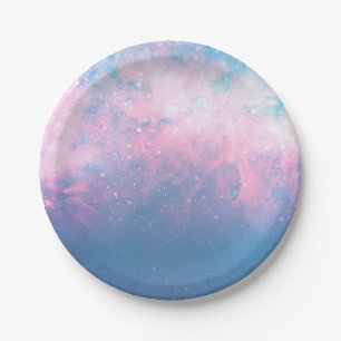 Roze & Blauwe Sterrenkosmische Katoenen Candy Luch Papieren Bordje