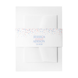 Roze blauwe stippen bruiloft aangepast buikband uitnodigingen wikkel