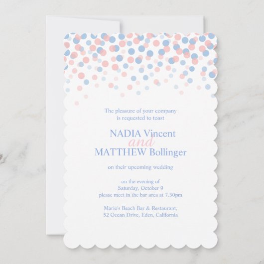 Roze blauwe stippen repetitie nodigt uit tot een r kaart (Achterkant)