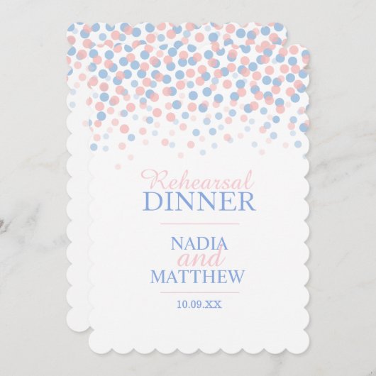 Roze blauwe stippen repetitie nodigt uit tot een r kaart (Voorkant / Achterkant)