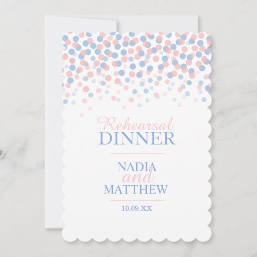 Roze blauwe stippen repetitie nodigt uit tot een r kaart (Voorkant)