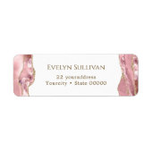 Roze blauwe streep het etiket van het retouradres (Voorkant)