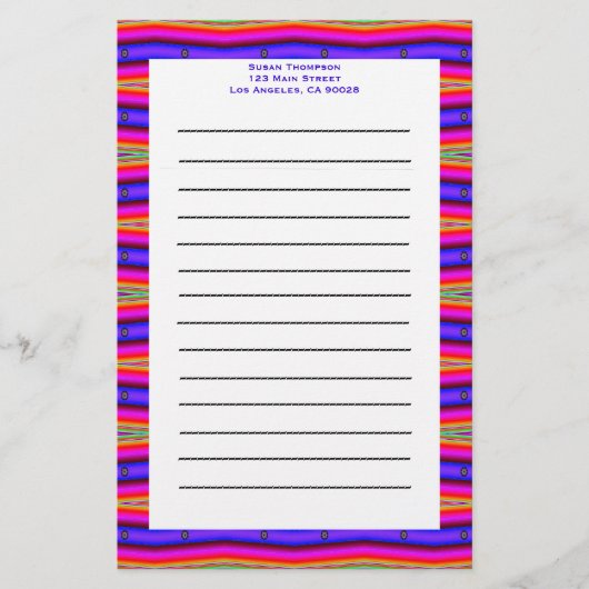 roze blauwe strepen briefpapier (Voorkant)