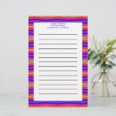 roze blauwe strepen briefpapier (Staand voorkant)