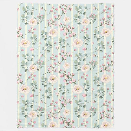 Roze blauwe strepen fleece deken (Voorkant)