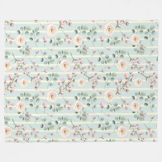 Roze blauwe strepen fleece deken (Voorkant (Horizontaal))