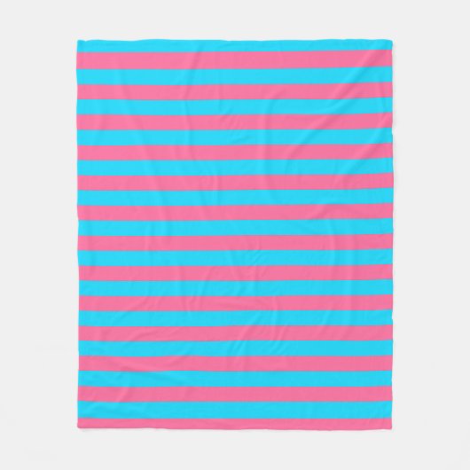 Roze Blauwe Strepen Patroon Fleece Deken (Voorkant)