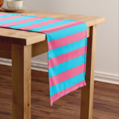 Roze Blauwe Strepen Patroon Korte Tafelloper (Voorbeeld)