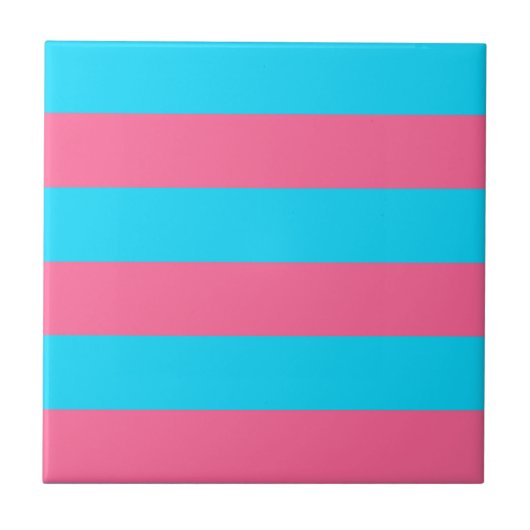 Roze Blauwe Strepen Patroon Tegeltje (Voorkant)