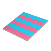 Roze Blauwe Strepen Patroon Tegeltje (Zijkant)