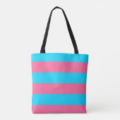 Roze Blauwe Strepen Patroon Tote Bag (Achterkant)